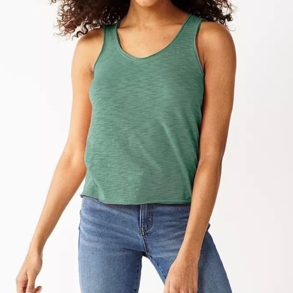 Juniors NWT SO Relaxed Scoopneck Tank Top Unique Green XL